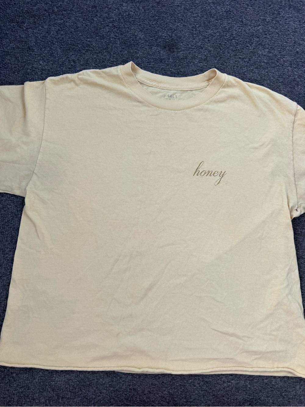 Brandy Melville Honey Chest Script Tee - Cream